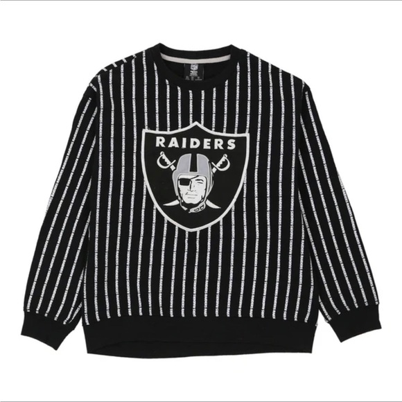 RAIDERS NFL striped Athletic crew sweatshirt Unisex size Large - Picture 1 of 3